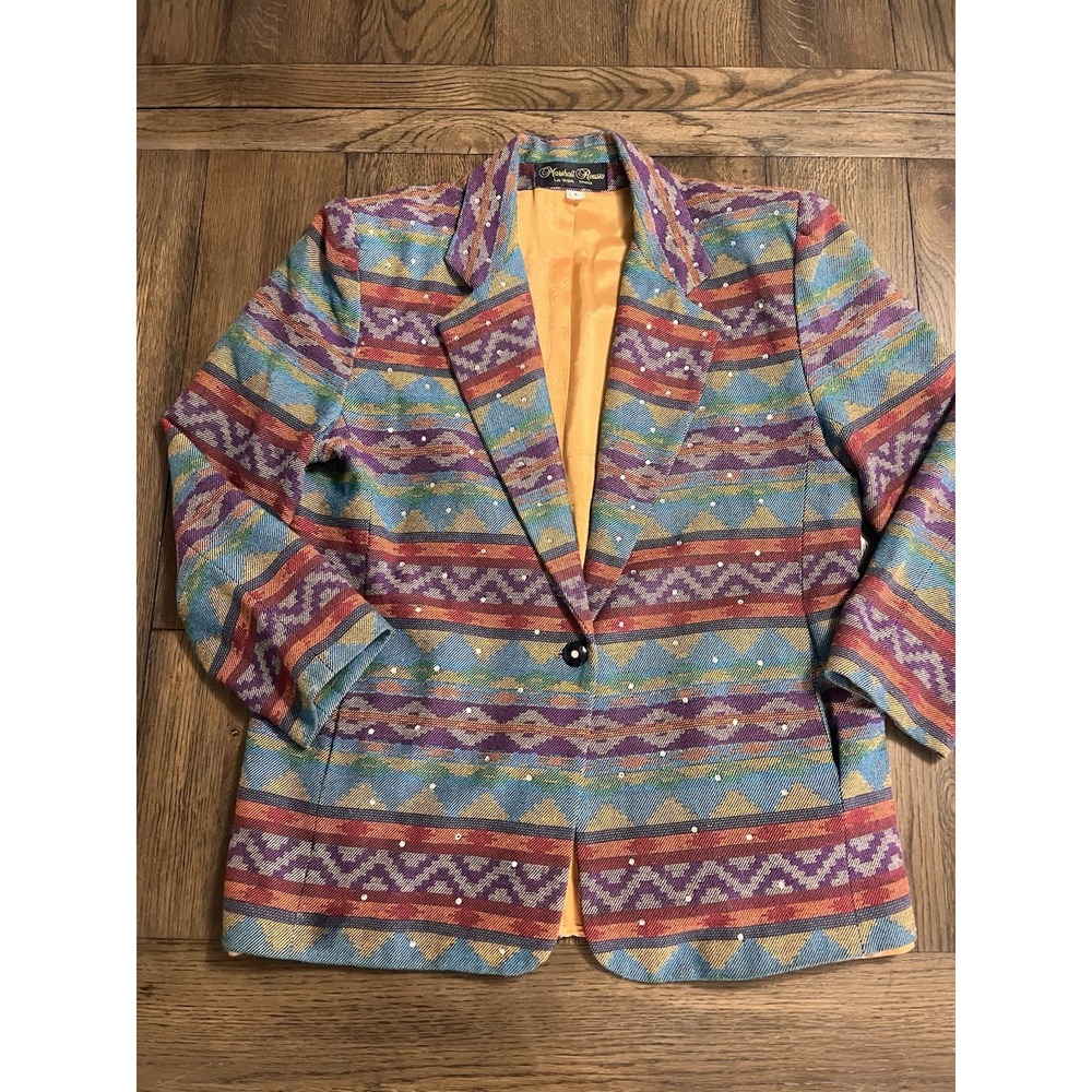 Vintage Marshall Rousso Las Vegas Women's Aztec Bedazzled Jacket Sz L